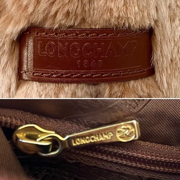 Authentic Longchamp Vintage Rabbit Fur Leather Hobo Shoulder Bag Made in France - Picture 2 of 12